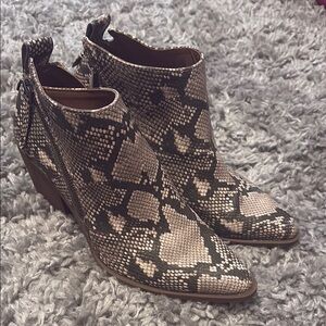 Universal Thread Brown Ankle Booties with Snakeskin Print